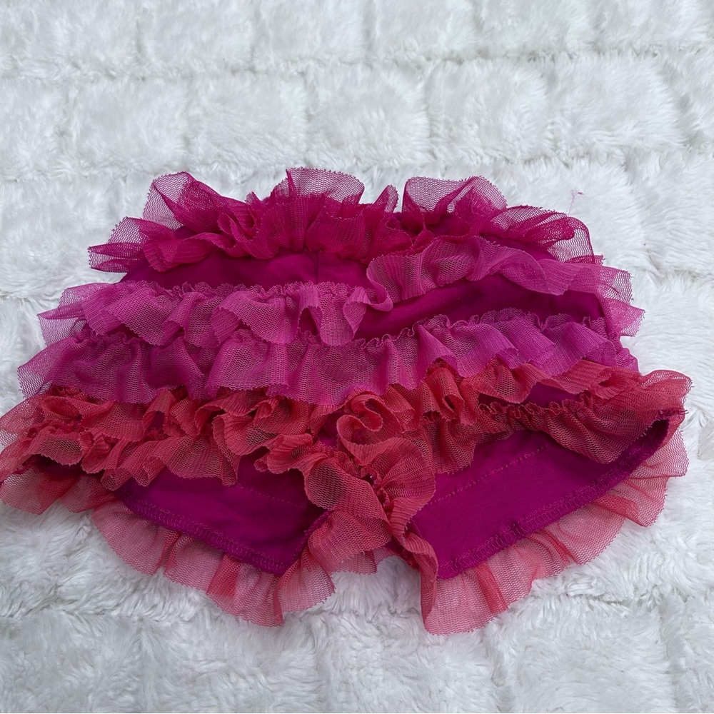 The Place Baby Girl Pink Red Tiered Tulle Tutu Shorts Size 3-6 M - Picture 4 of 5